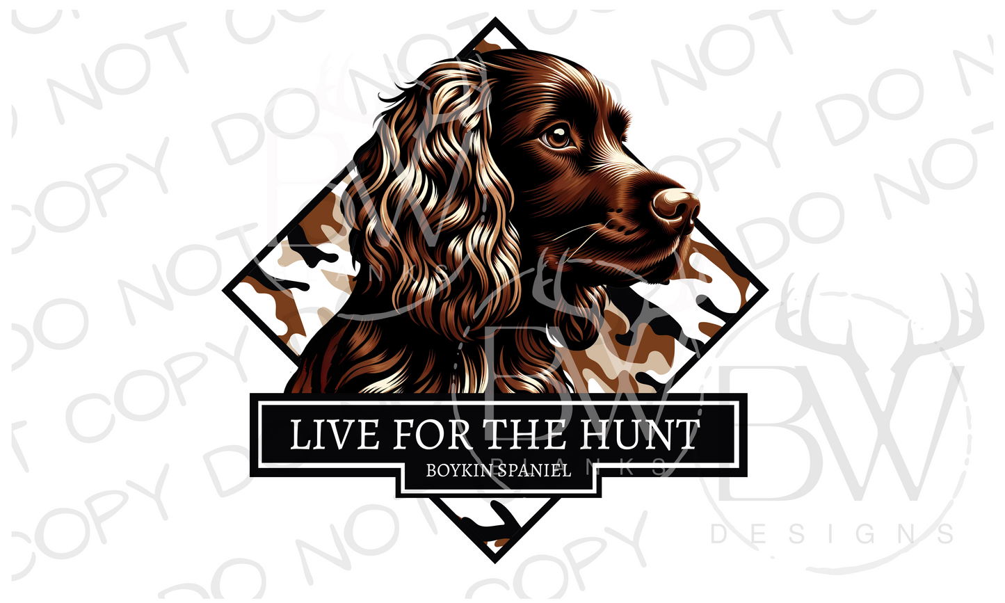 Live for the Hunt Boykin Spaniel Hunting Dog Digital Download PNG