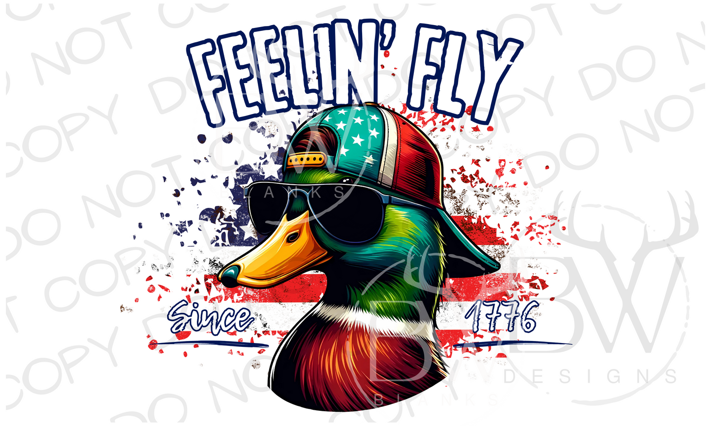 Feelin' Fly Mallard Duck Hunting Fourth of July Digital Download PNG