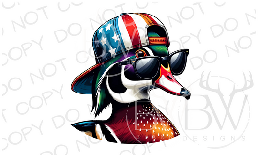 American Hat Wood Duck Hunting Fourth of July Digital Download PNG