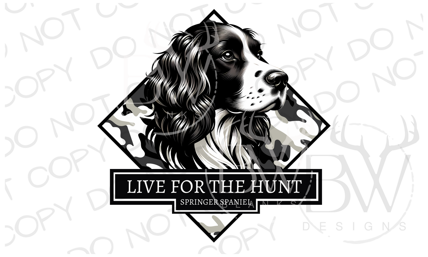 Live for the Hunt Springer Spaniel Hunting Dog Digital Download PNG