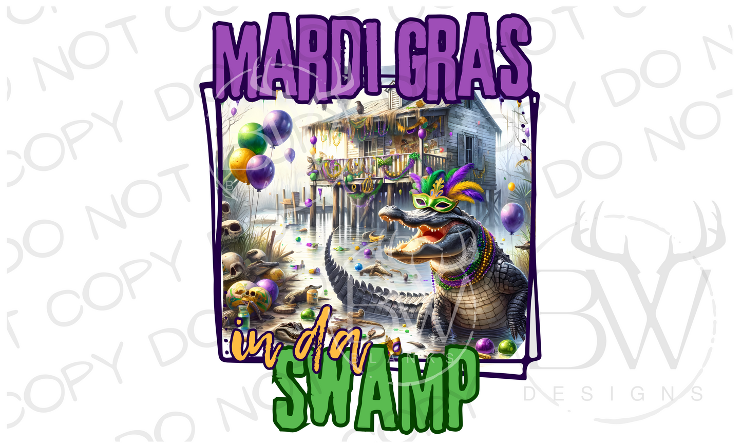 Mardi Gras in Da Swamp Mardi Gras Gator Digital Download PNG