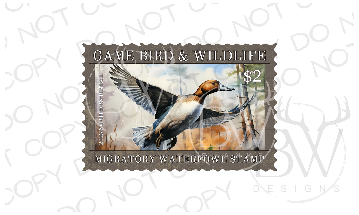 Northern Pintail Duck Stamp Duck Hunting Digital Download PNG