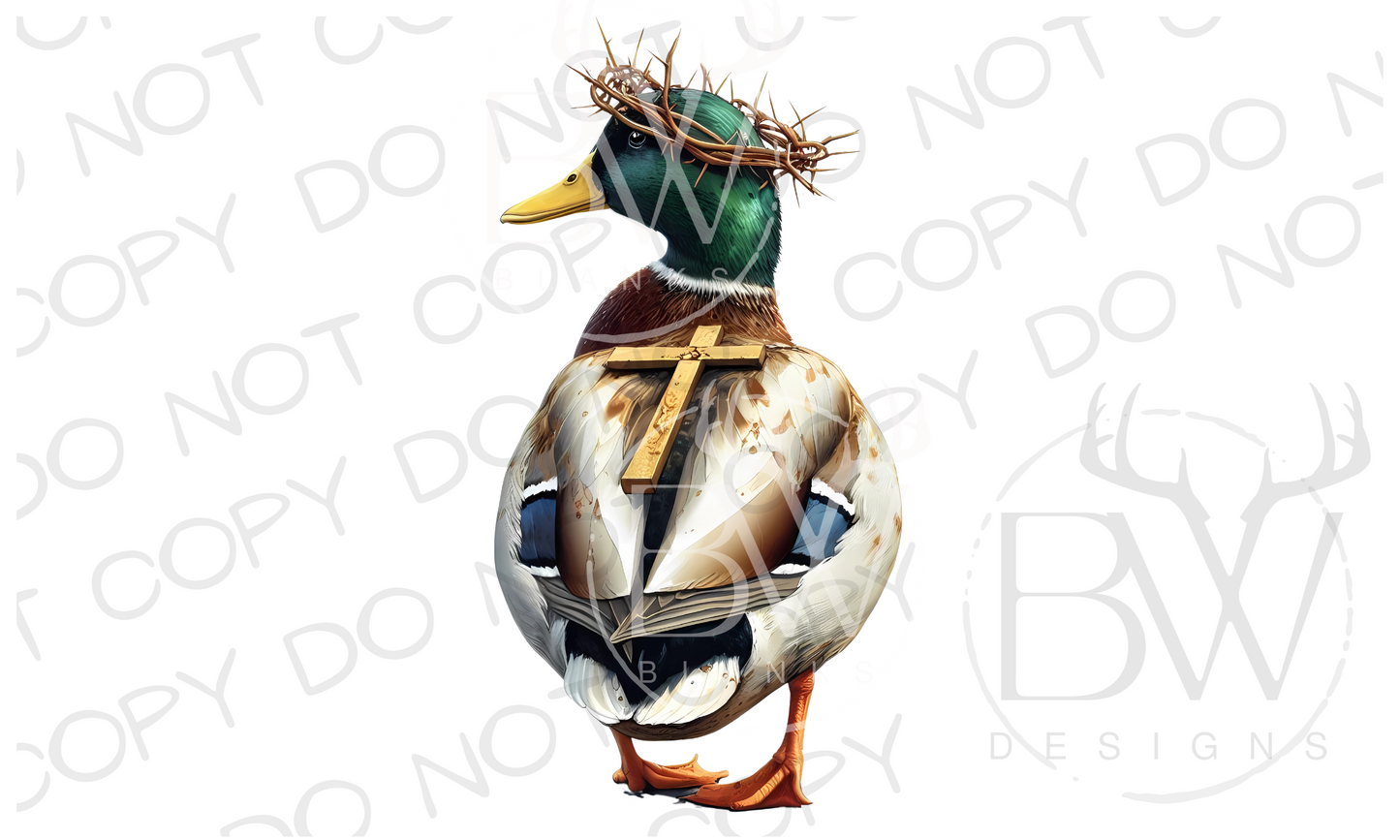 Mallard Jesus Duck Hunting Digital Download PNG