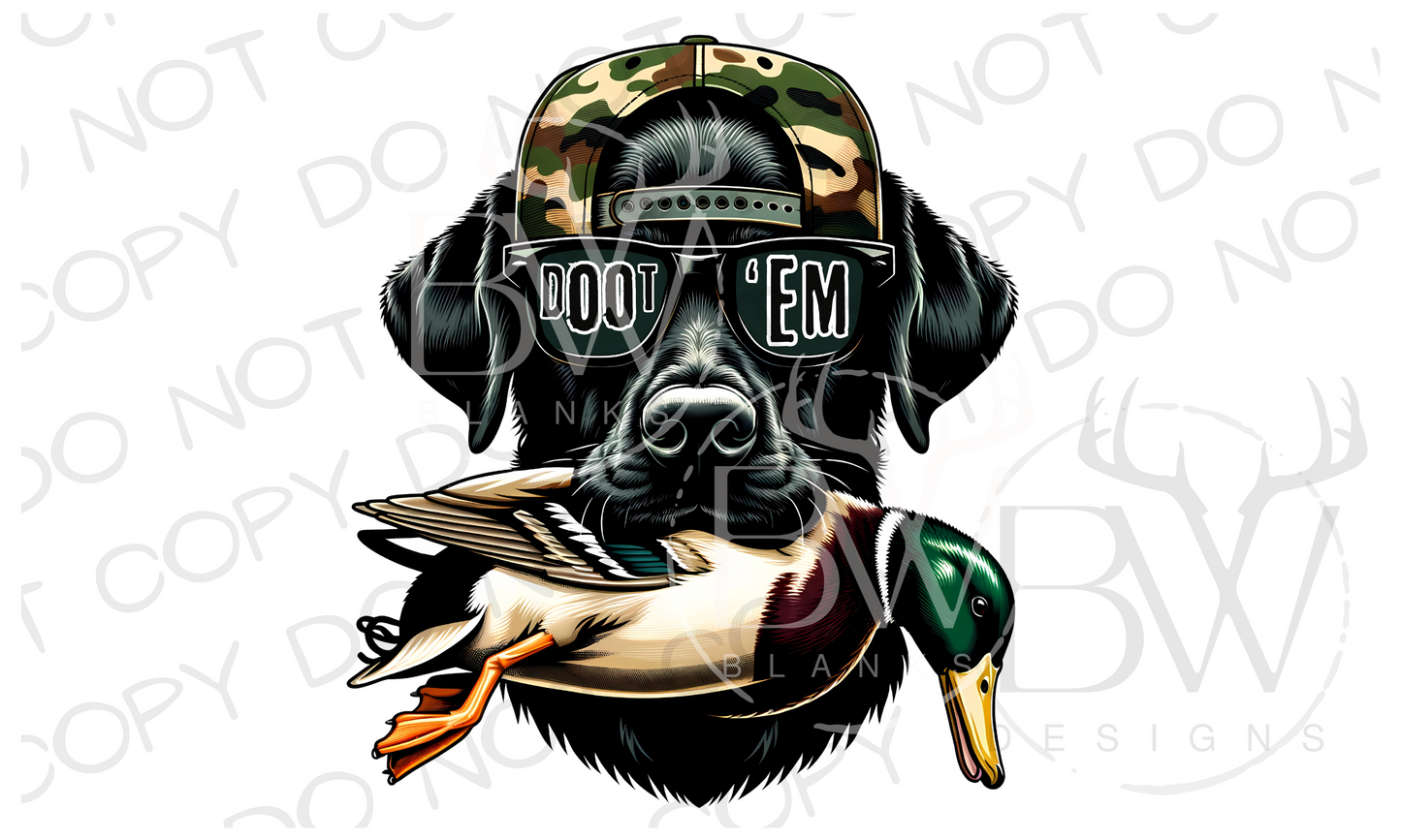 Doot 'Em Black Labrador Duck Dog | Duck Hunting Dog Digital Download PNG