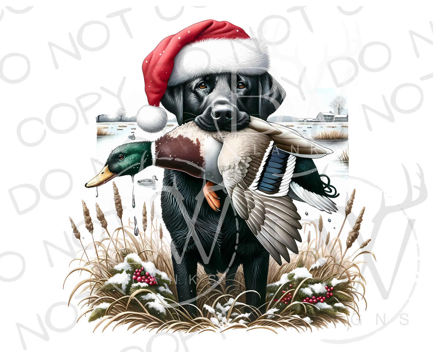 Duck Hunting Christmas Dog Digital Download PNG