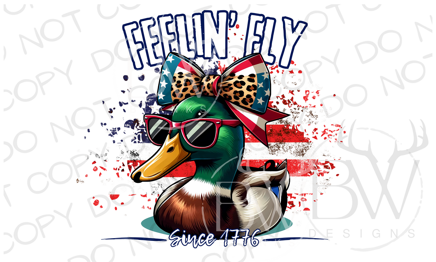 Feelin' Fly Mallard Duck Hunting Fourth of July Digital Download PNG