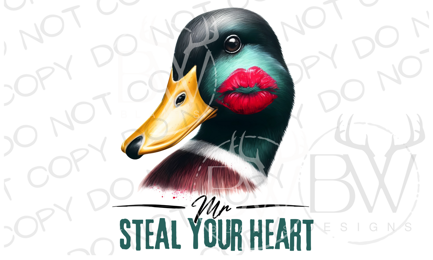 Mr. Steal Your Heart Duck Hunting Valentine's Day Digital Download PNG