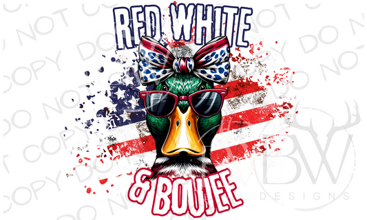 Red White & Boujee Mallard Duck Hunting Fourth of July Digital Download PNG