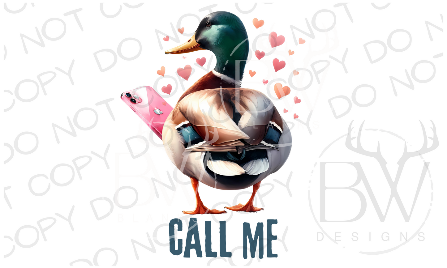 Call Me Duck Hunting Valentine's Day Digital Download PNG