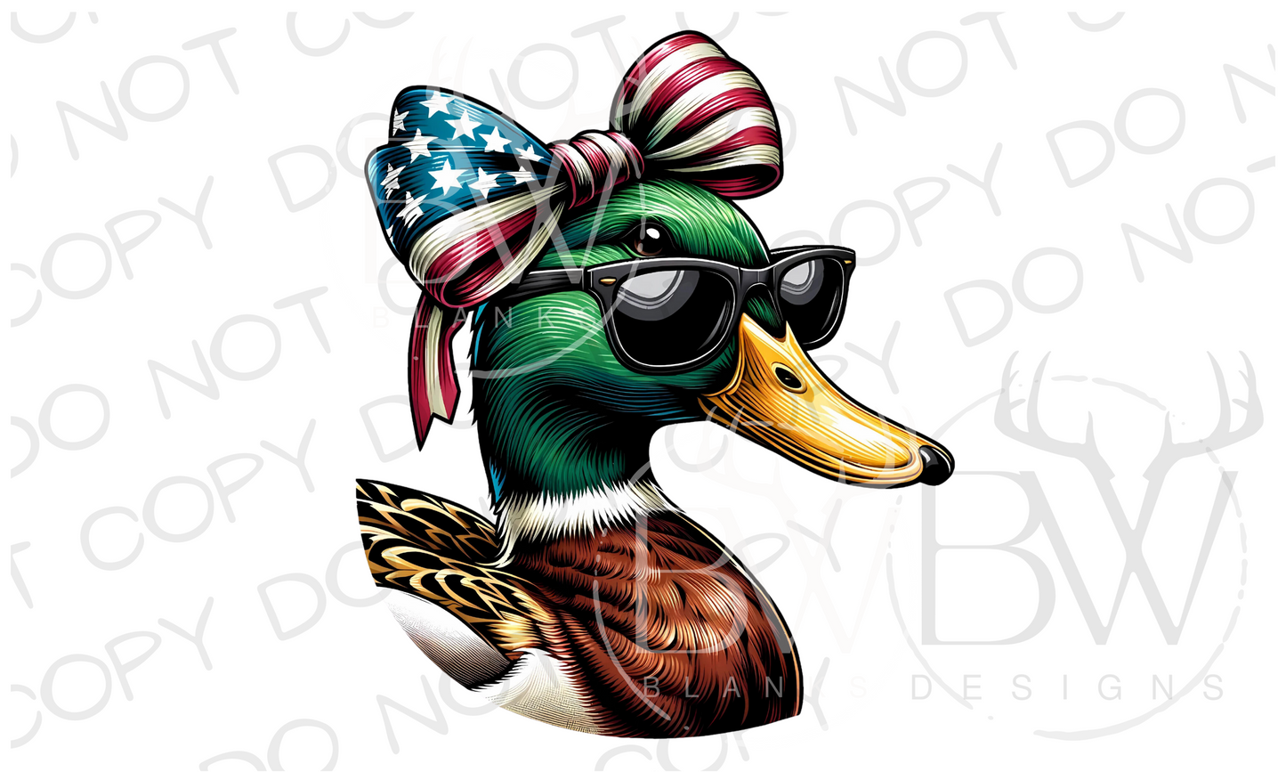 American Bow Mallard Duck Hunting Fourth of July Digital Download PNG