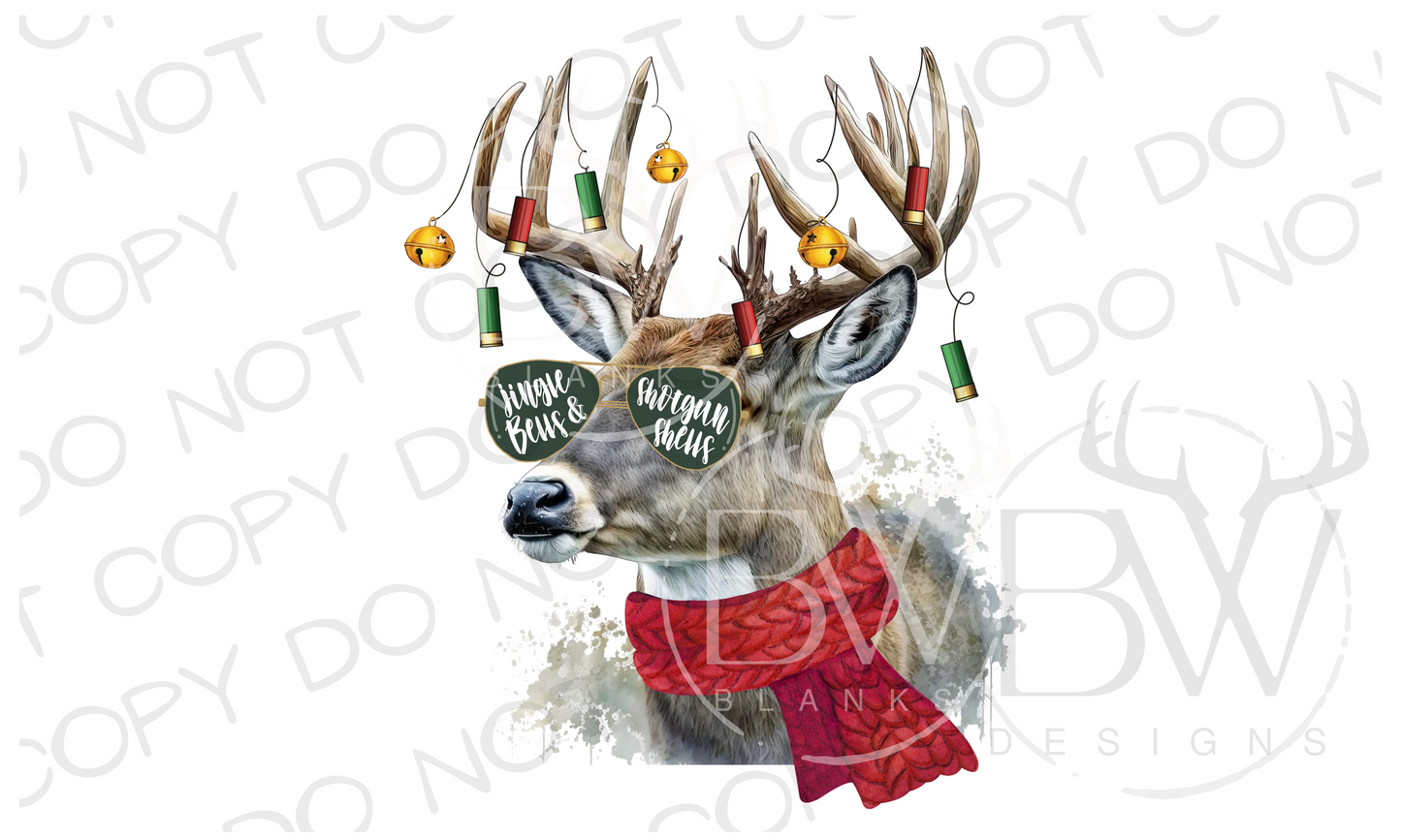 Jingle Bells Shotgun Shells Hunting Christmas Digital Download PNG