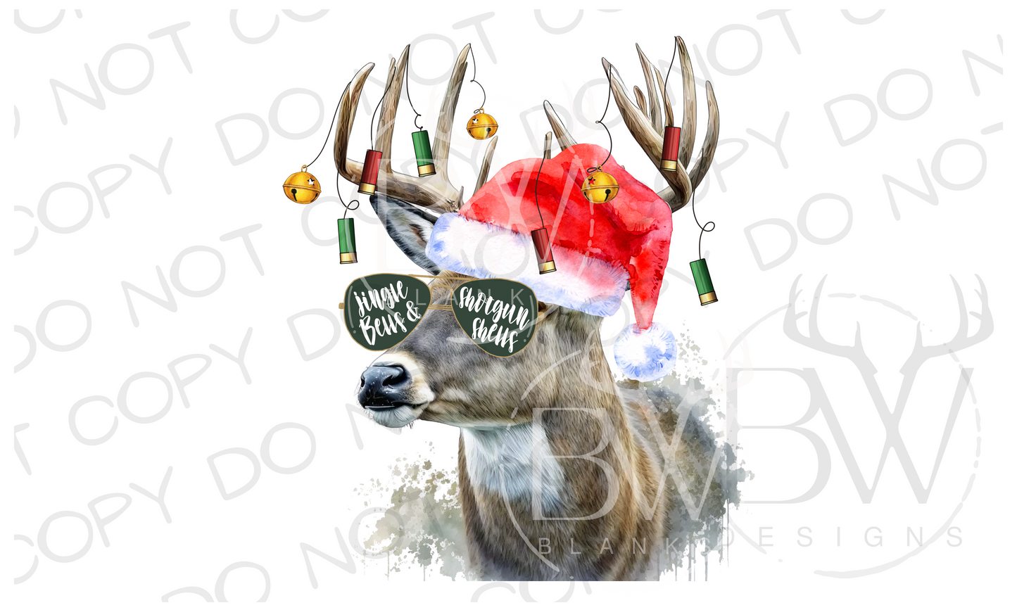 Jingle Bells Shotgun Shells Hunting Christmas Digital Download PNG