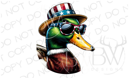 American Hat Mallard Duck Hunting Fourth of July Digital Download PNG