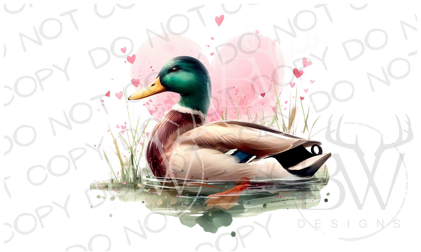 Valentine Mallard Duck Hunting Valentine's Day Digital Download PNG