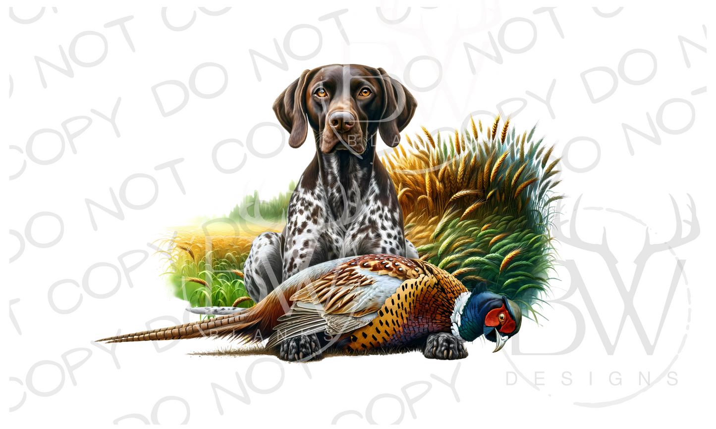 Pointer laying with Pheasants Pheasant Hunting Digital Download PNG