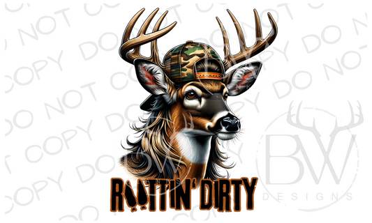 Ruttin' Dirty Mullet Buck Deer Hunting Digital Download PNG