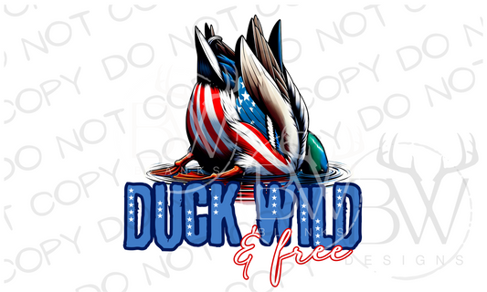 Duck Wild & Free Duck Hunting Fourth of July Digital Download PNG