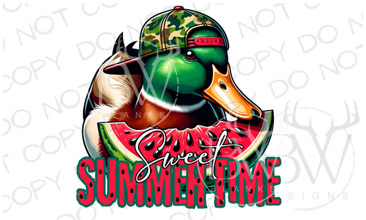 Sweet Summer Time Watermelon Mallard Duck Hunting Fourth of July Digital Download PNG