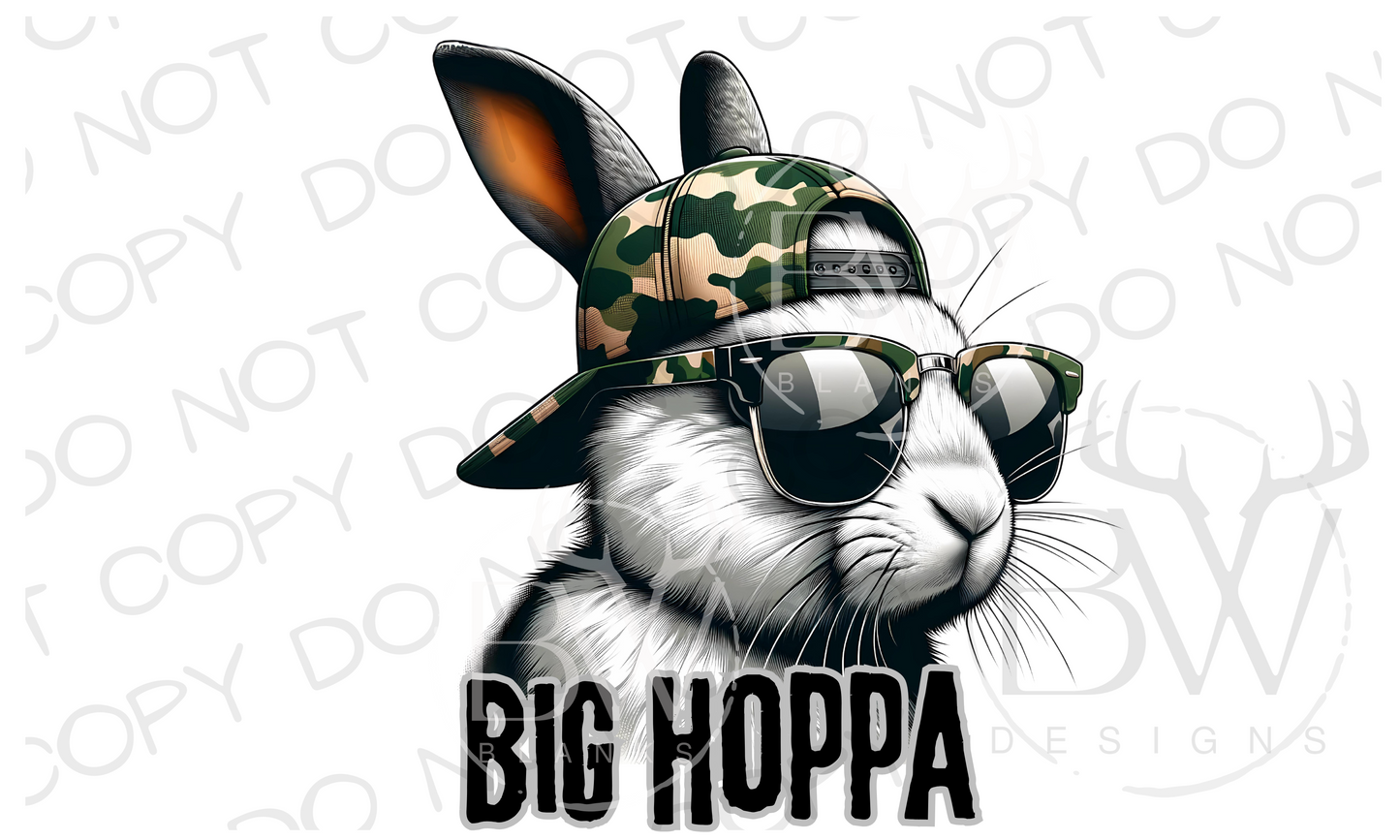 Big Hoppa Camo Hat Rabbit Easter Digital Download PNG