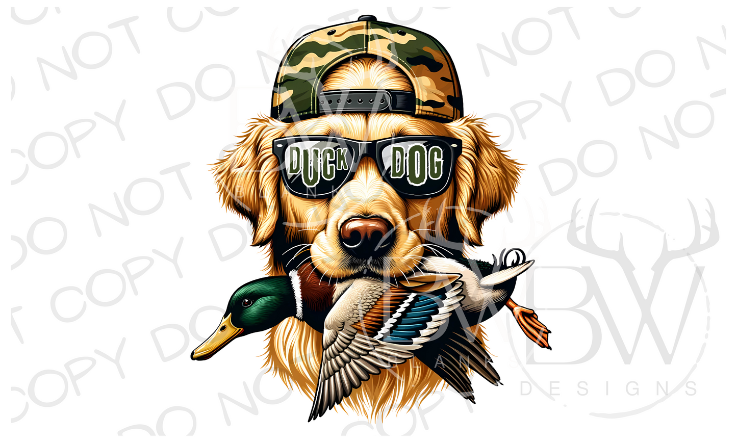 Camo Hat Yellow Labrador Duck Dog | Duck Hunting Dog Digital Download PNG