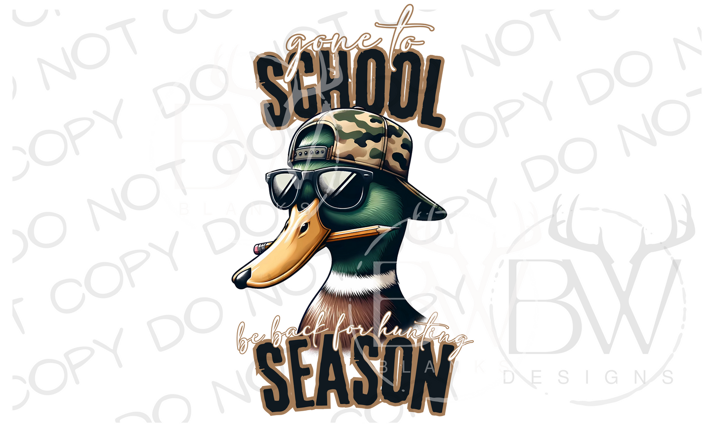 Gone to School Duck Hunting Digital Download PNG