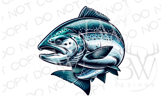 Wild Salmon Fishing Digital Download PNG