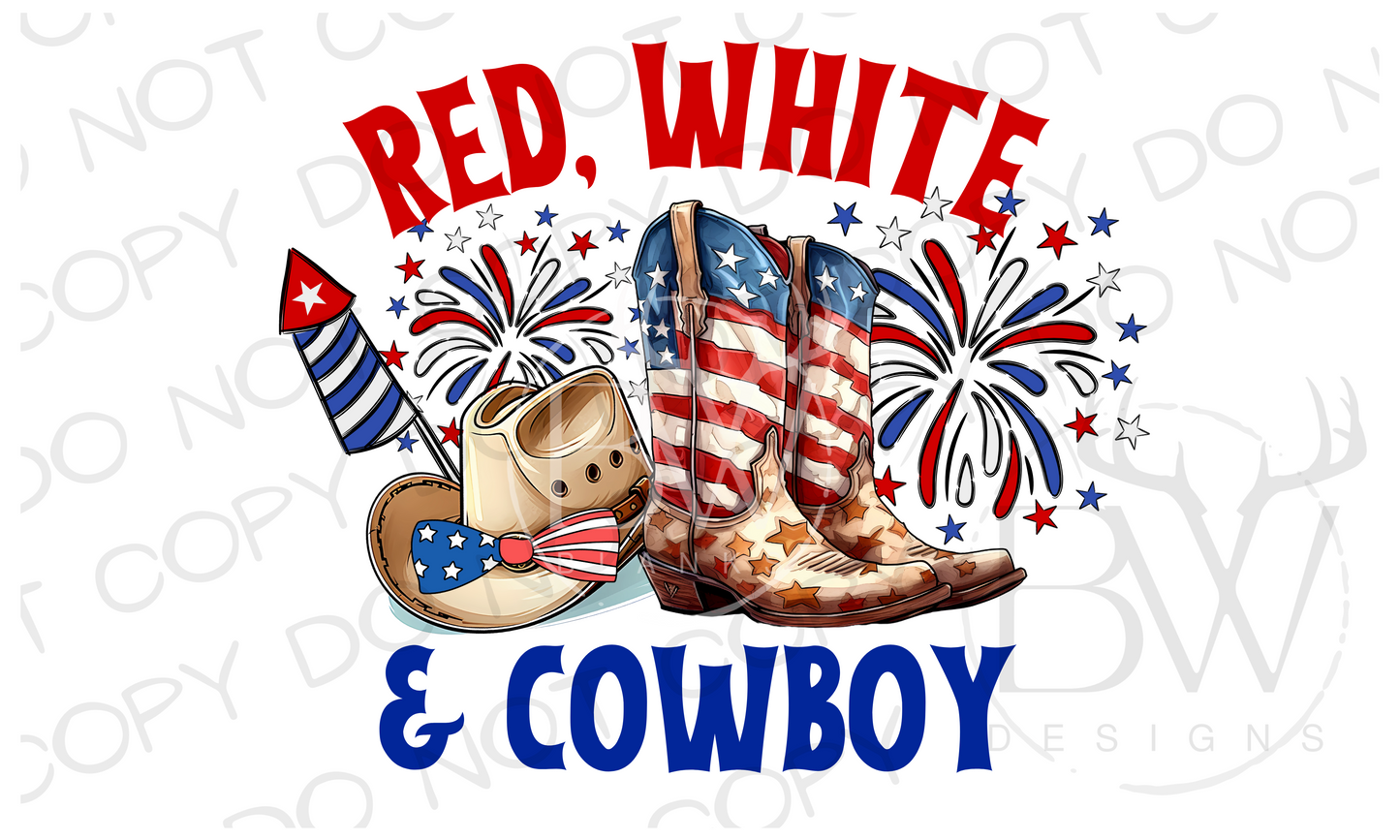 Red, White & Cowboy Digital Download PNG