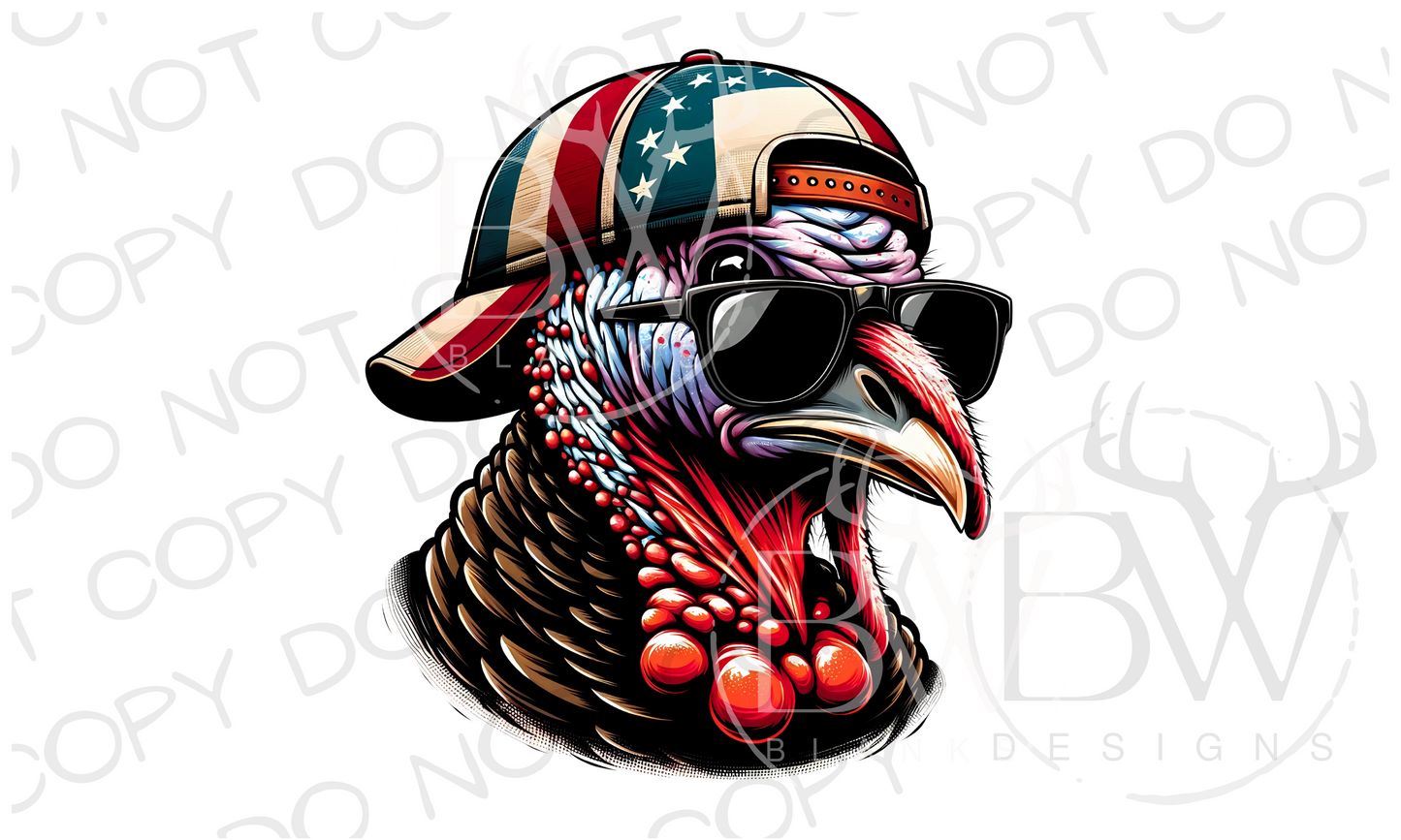 American Wild Turkey Hunting Digital Download PNG | Fourth of July Hunting PNG