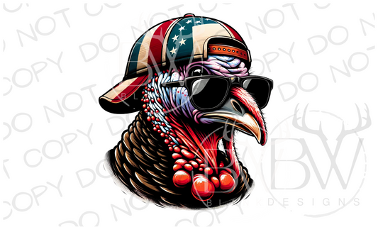 American Wild Turkey Hunting Digital Download PNG | Fourth of July Hunting PNG