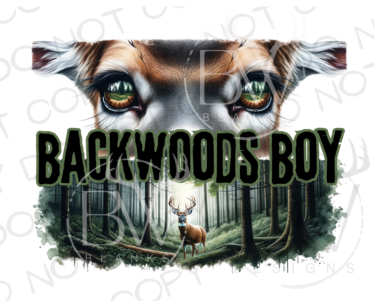 Backwoods Boy Deer Eyes Deer Hunting Digital Download PNG