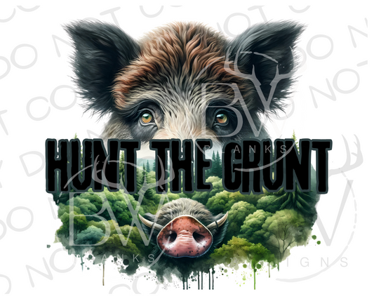 Hunt the Grunt Hog Hunter Digital Download PNG