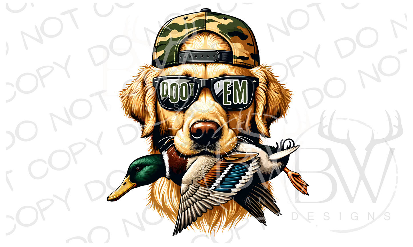 Doot 'Em Yellow Labrador Duck Dog | Duck Hunting Dog Digital Download PNG