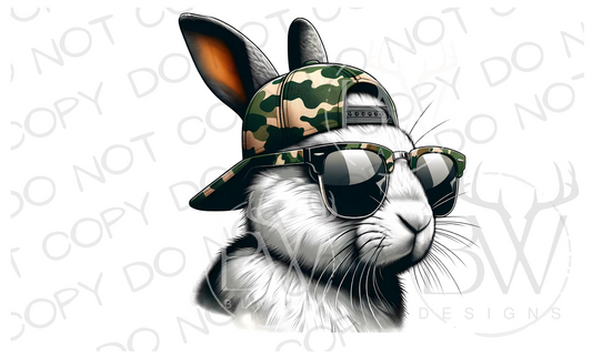 Camo Hat Rabbit Easter Digital Download PNG