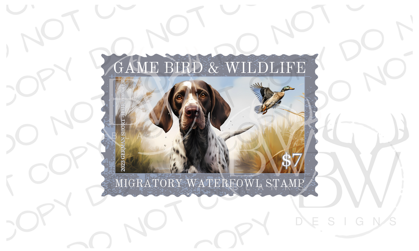 German Short-hair Pointer Duck Stamp Duck Hunting Digital Download PNG