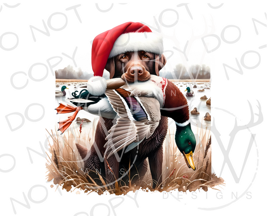 Duck Hunting Christmas Dog Digital Download PNG