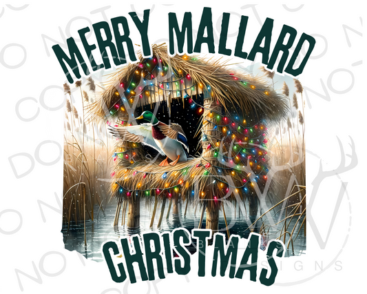 Merry Mallard Christmas Duck Hunting Christmas Digital Download PNG