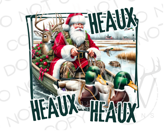 Heaux Heaux Heaux Camo Santa Duck Hunting Christmas Digital Download PNG