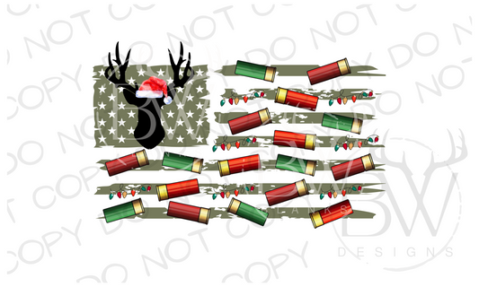 Christmas Deer Hunting Flag Deer Hunting Christmas Digital Download PNG