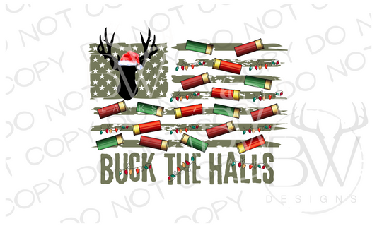 Buck the Halls Deer Hunting Christmas Digital Download PNG