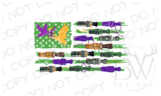 Mardi Gras Duck Call Flag Mardi Gras Duck Hunting Digital Download PNG