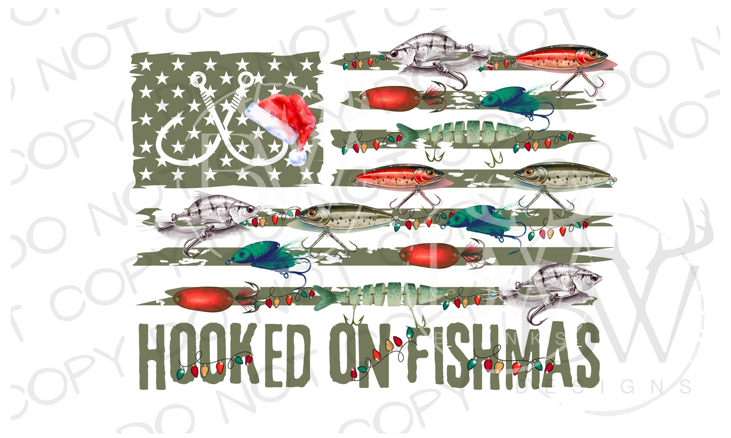 Hooked on Fishmas Christmas Fishing Digital Download PNG