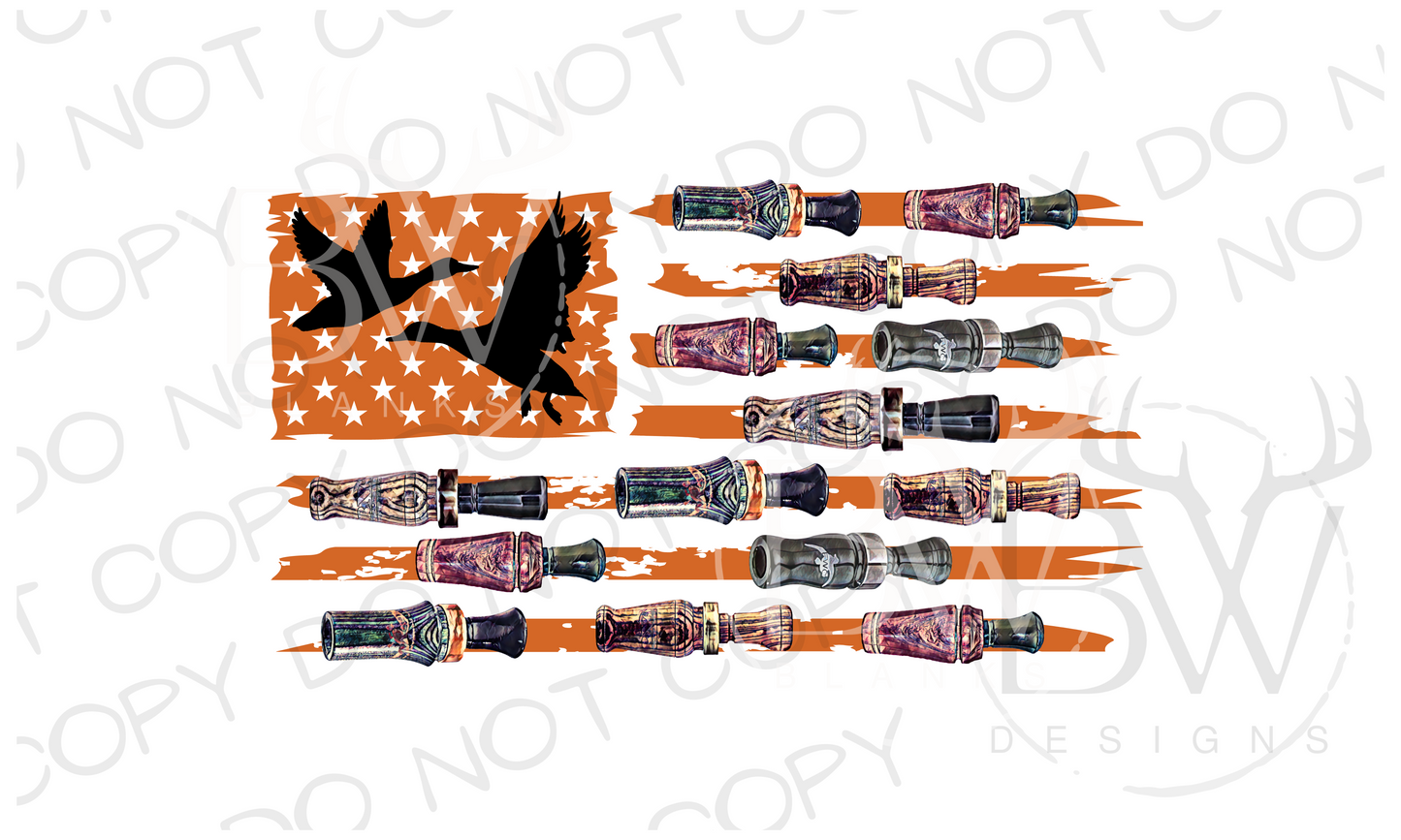 Orange Duck Call Flag Duck Hunting Digital Download PNG