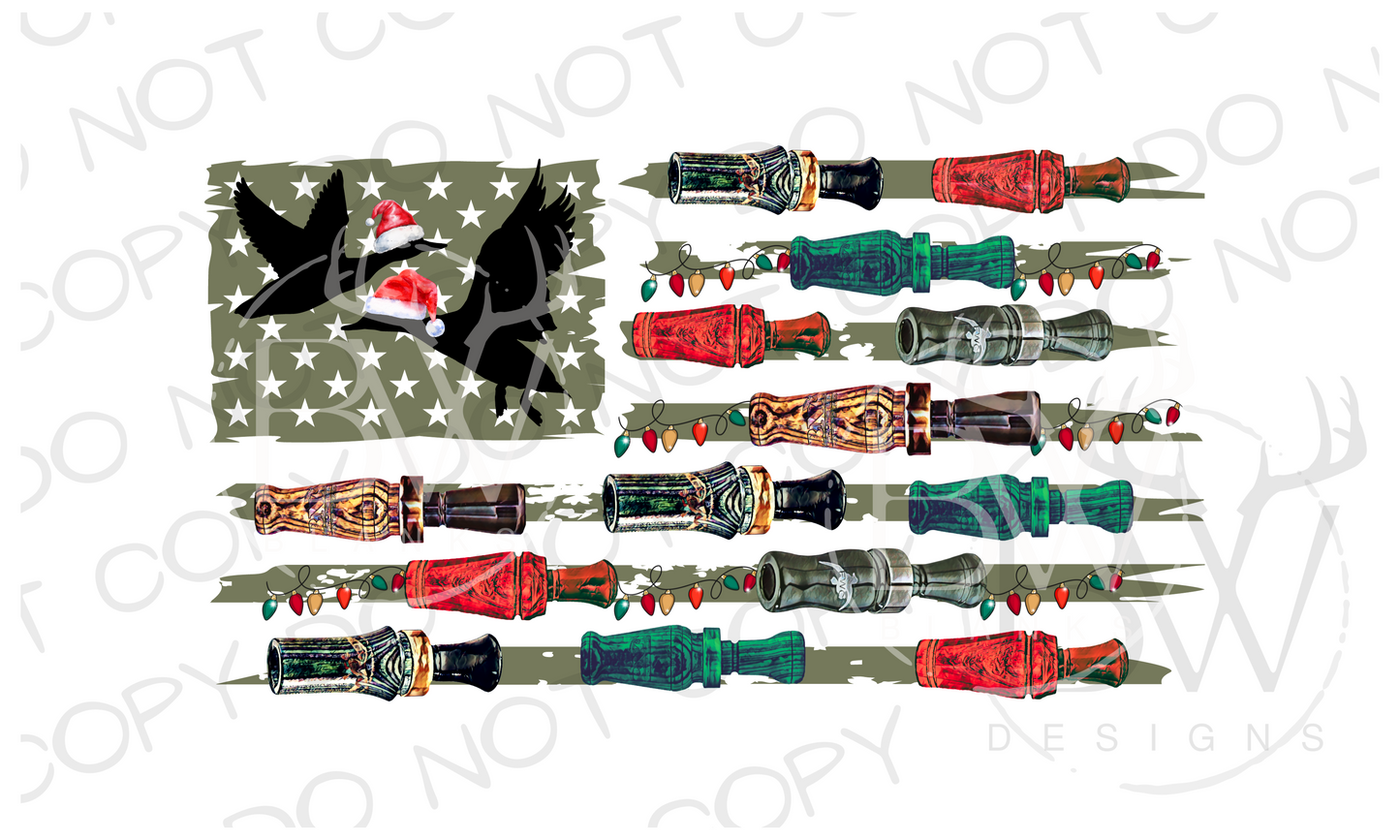 Christmas Duck Call Flag Duck Hunting Christmas Digital Download PNG