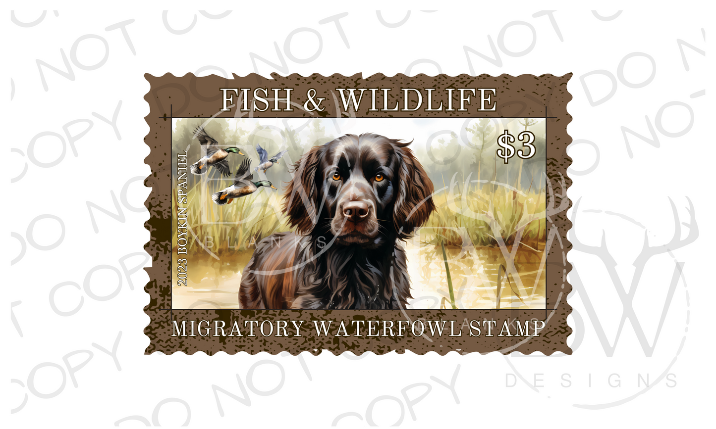 Boykin Spaniel Duck Stamp Duck Hunting Digital Download PNG