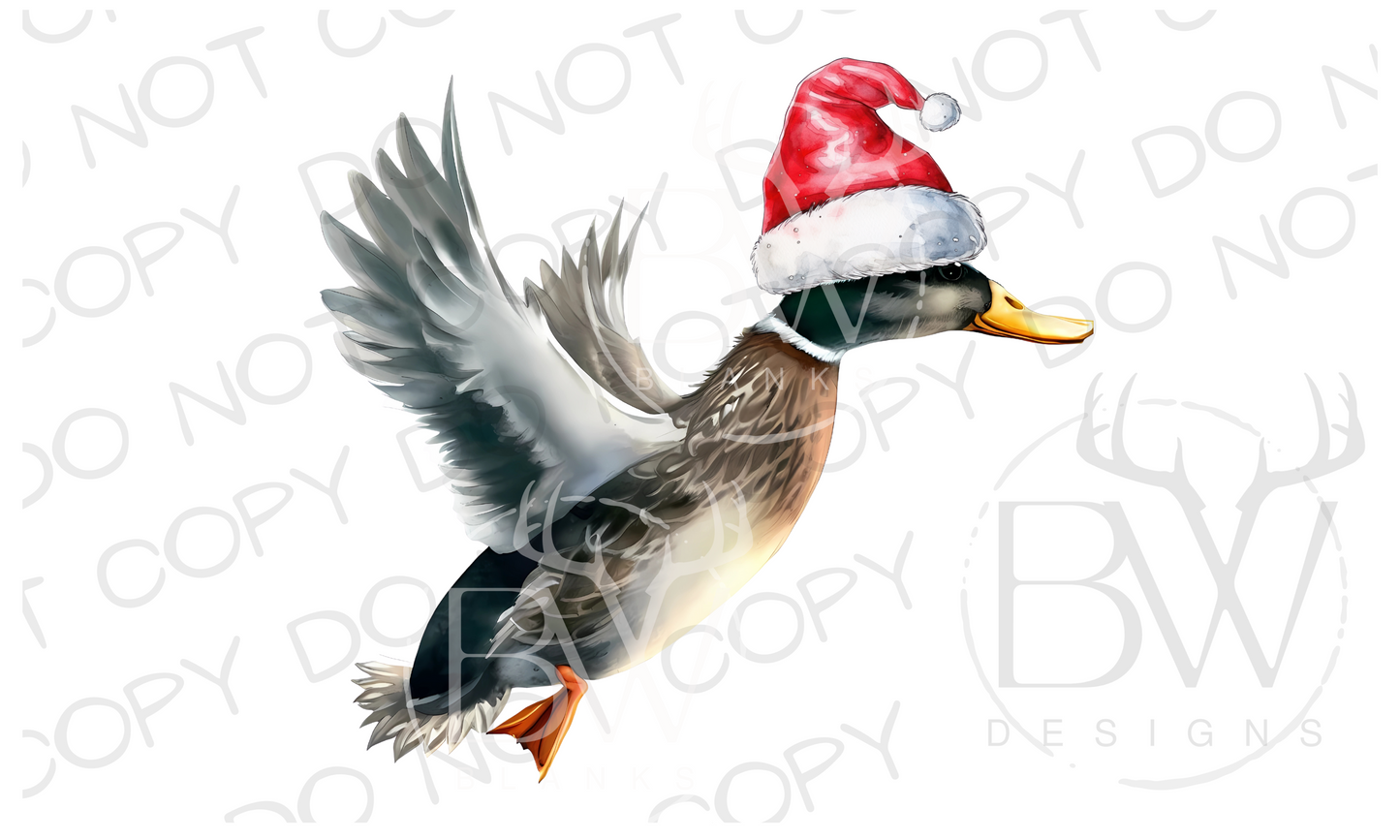 Santa Mallard Duck Hunting Christmas Digital Download PNG