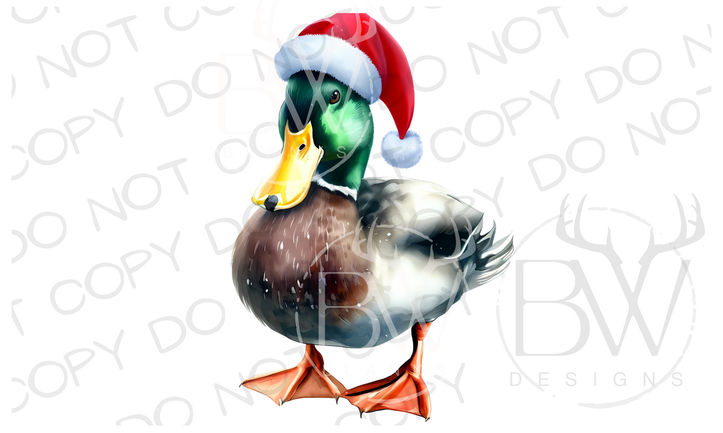 Santa Mallard Duck Hunting Christmas Digital Download PNG