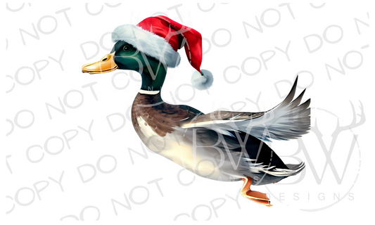 Santa Mallard Duck Hunting Christmas Digital Download PNG