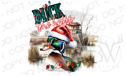 Duck the Halls Duck Hunting Christmas Digital Download PNG