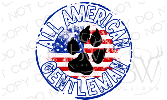 All American Gentleman Logo Hunting Dog Digital Download PNG