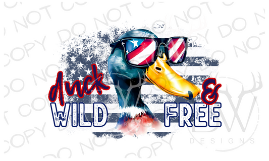 Duck Wild & Free Duck Hunting Fourth of July Digital Download PNG